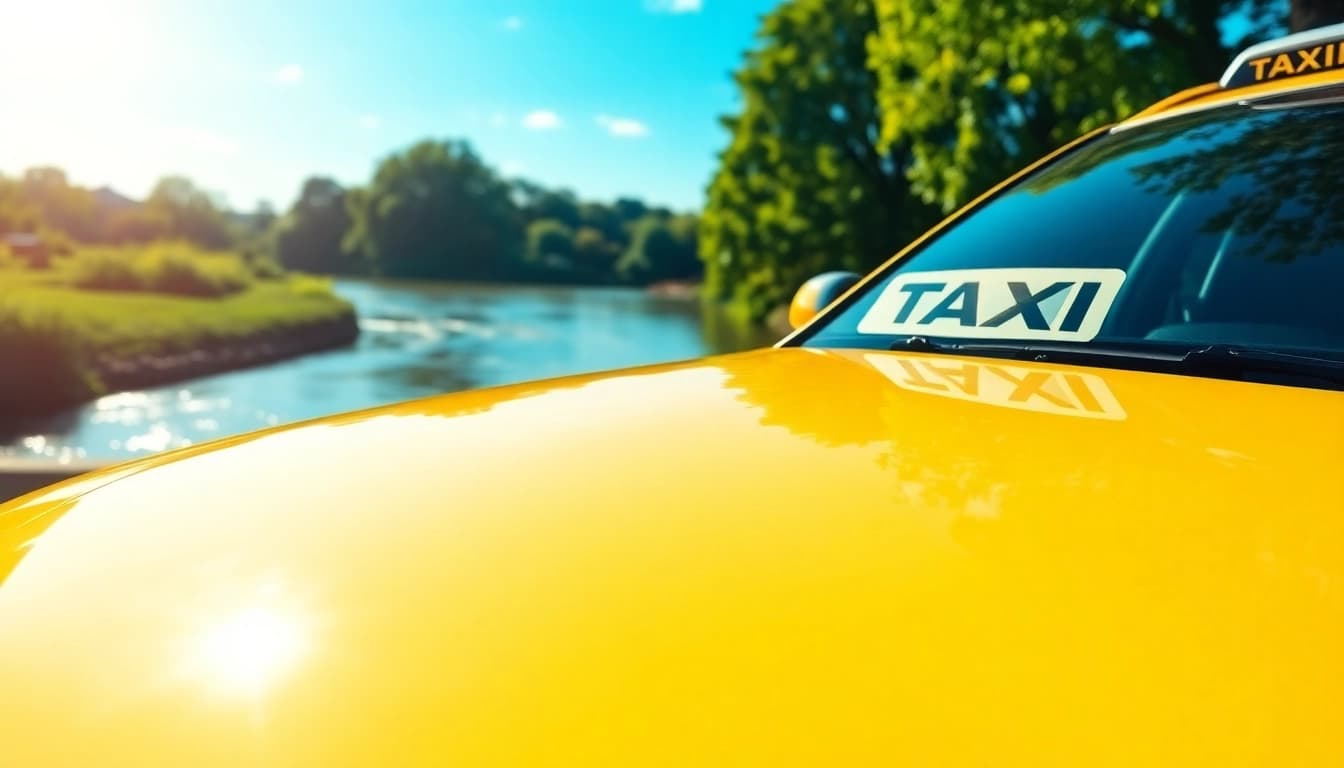 Taxi service in Thames Ditton against a scenic riverside backdrop