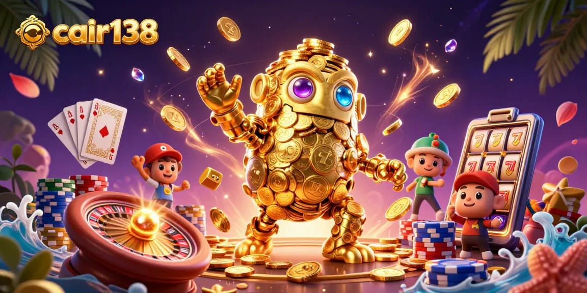 Experience the thrilling world of cair138 with golden golems and vibrant casino elements.