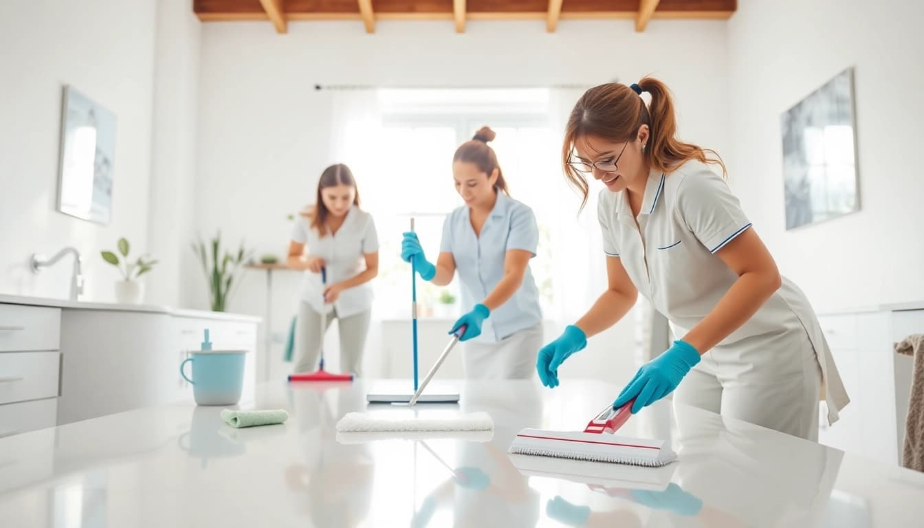 Cleaning services near me provided by a professional team in a pristine home environment.