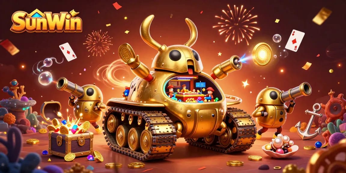 Spin and win at SunWin's exciting miniature casino inside a golden beetle tank.