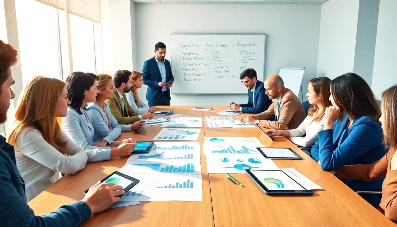 Engaging professionals in Acquisition Planning strategy discussion with digital tools and analytics.