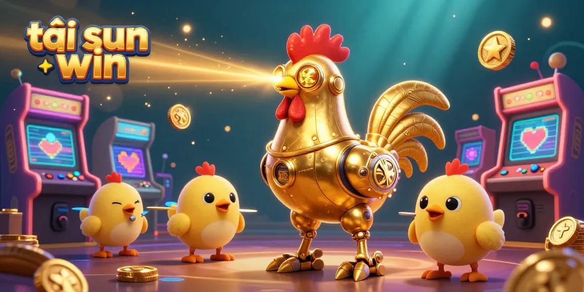 Engage in the thrilling universe of tải sun win with a retro-futuristic casino adventure featuring animated characters and arcade elements.