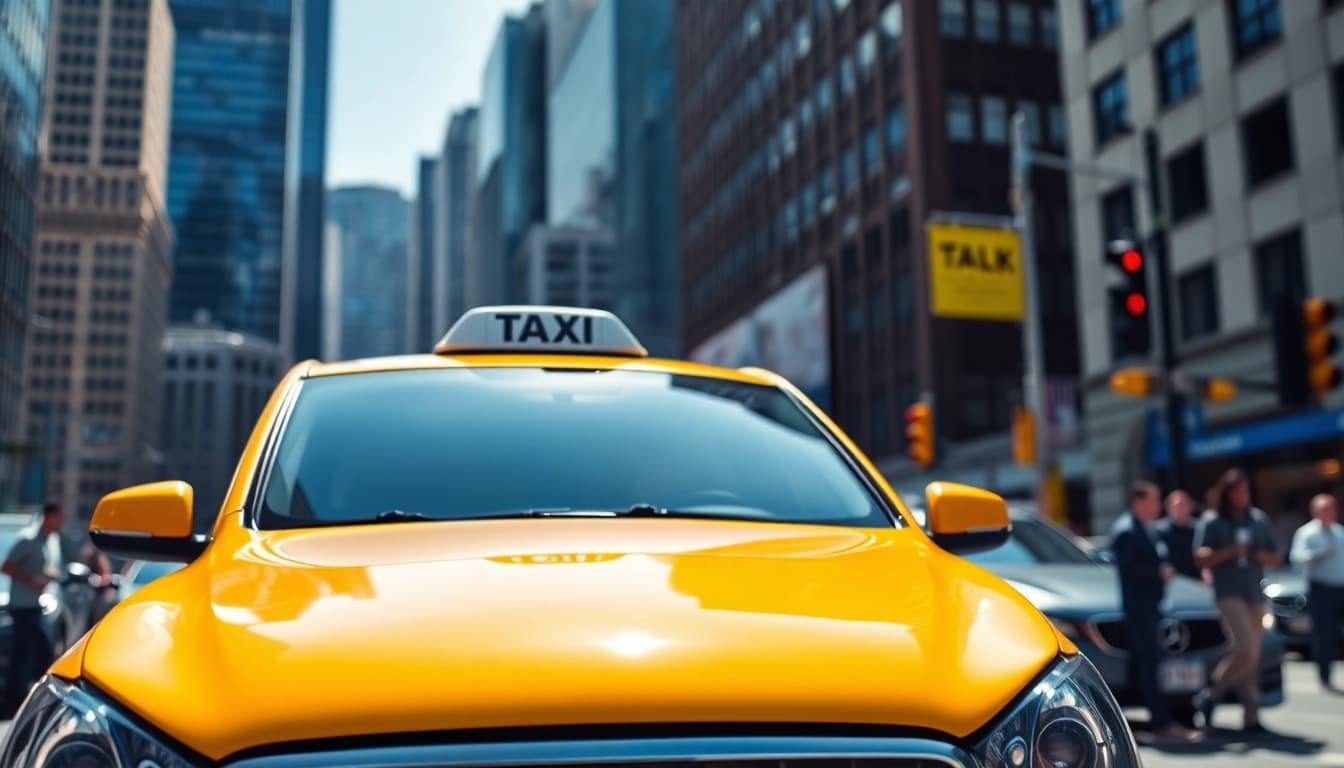 Minicabs parked in the city, showcasing efficient transportation options.