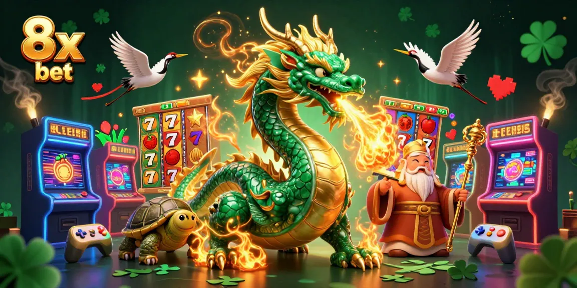 Experience thrilling moments in online gambling with 8x bet surrounded by vibrant arcade-style casino elements.