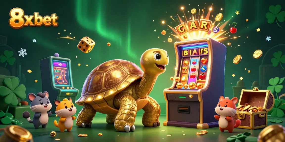 Experience the thrill of 8x bet with exciting slot machines and casino characters in a vibrant 3D scene.