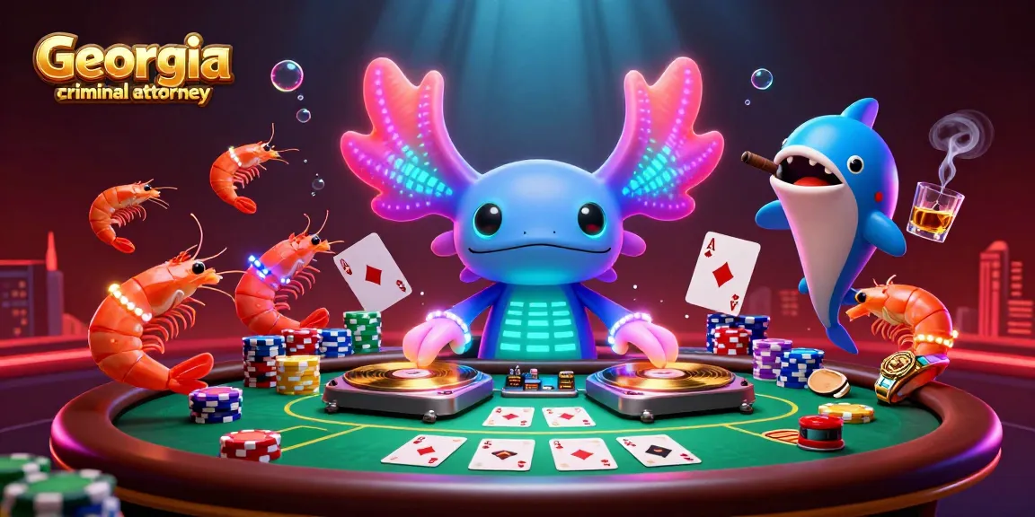 Engage with expert Georgia criminal attorney visuals featuring vibrant casino elements and energetic characters.