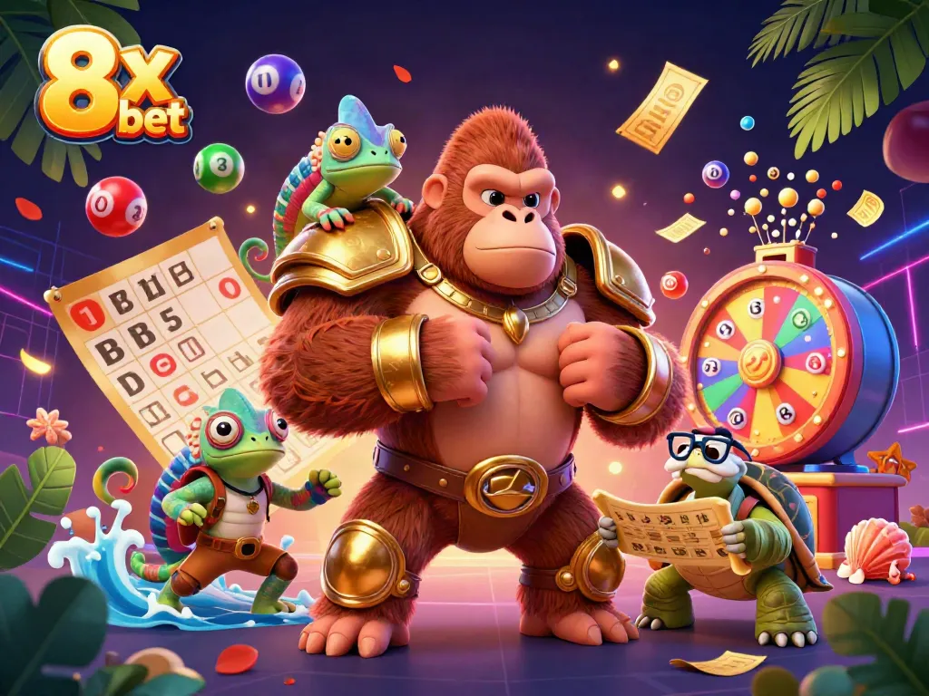 Experience the excitement of 8x bet with this vibrant 3D illustration of gambling fun and winning moments.