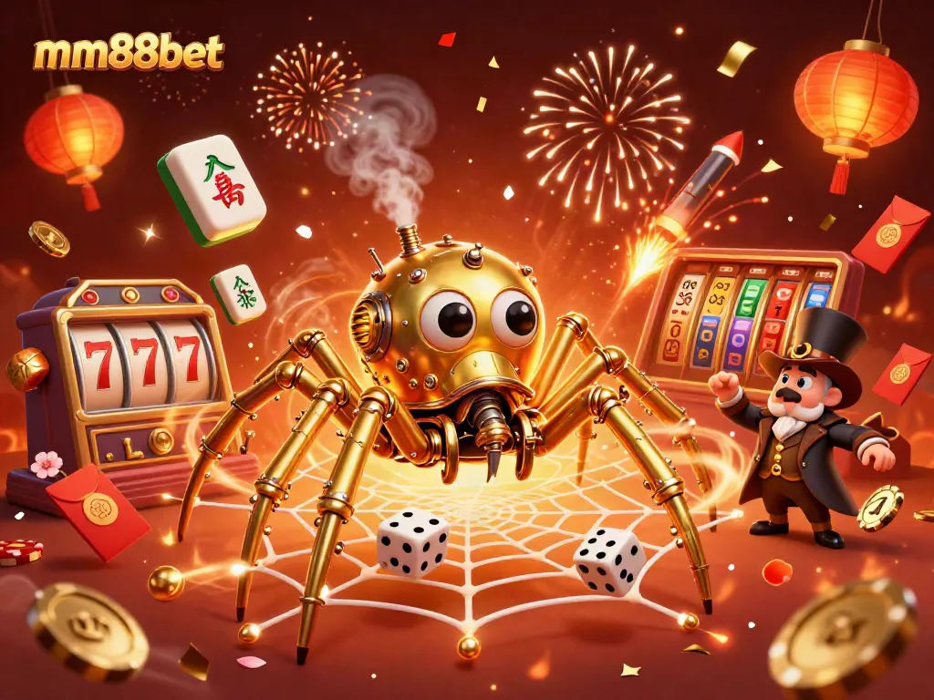 Capture winnings with mm88bet in a vibrant 3D steampunk casino scene featuring dynamic elements.