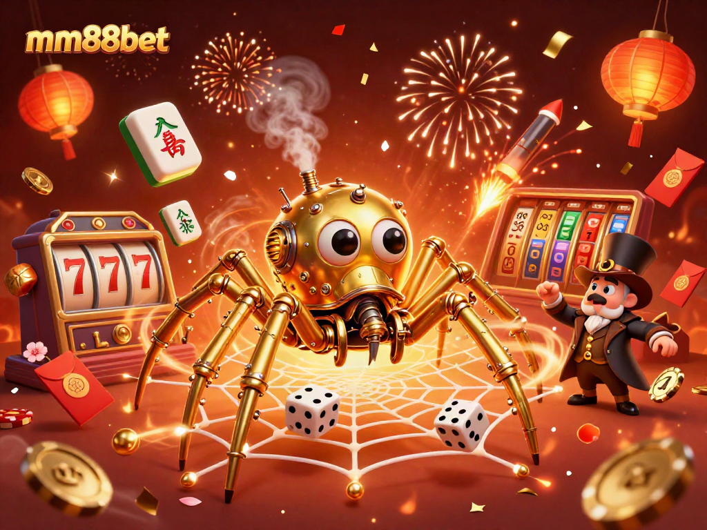 Capture winnings with mm88bet in a vibrant 3D steampunk casino scene featuring dynamic elements.