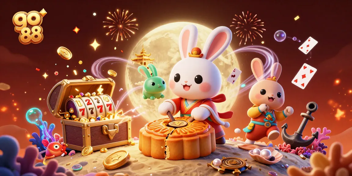Experience the excitement of go 88 with a festive lunar-themed casino scene filled with action.