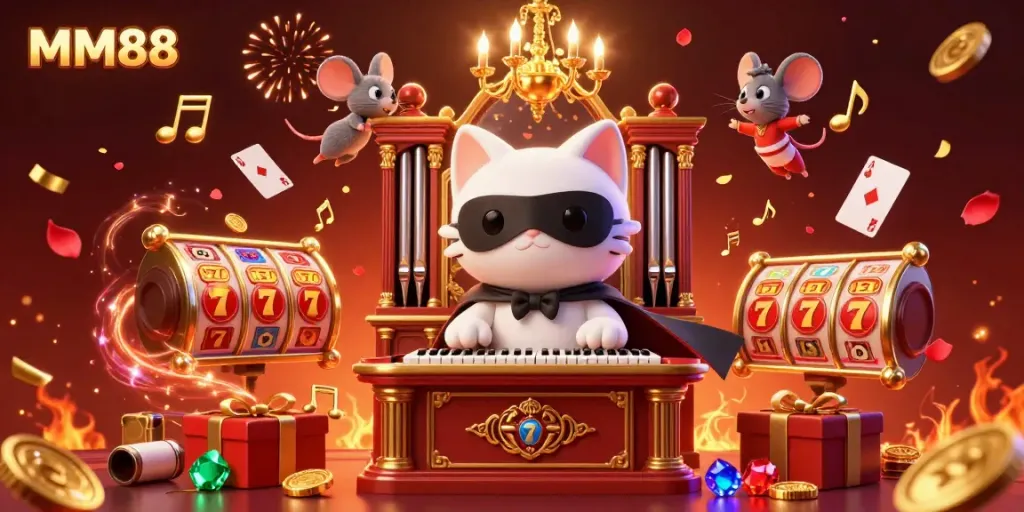 Experience thrilling gameplay at MM88 with captivating casino-themed characters and vibrant game elements.