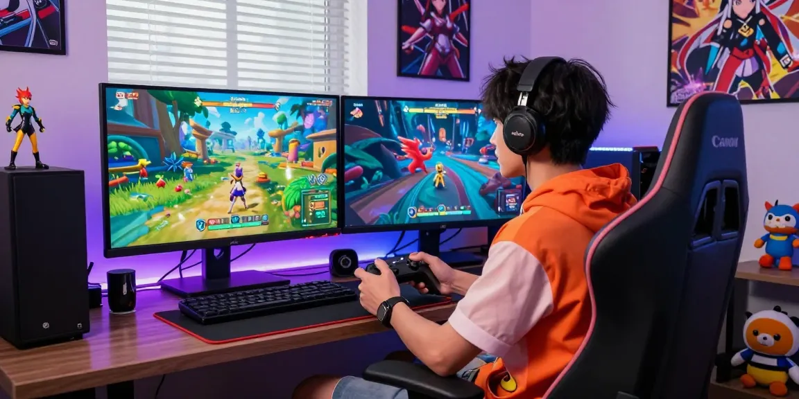 Dynamic gaming scene with character engaging in a real hentai game, vibrant visuals and immersive environment.