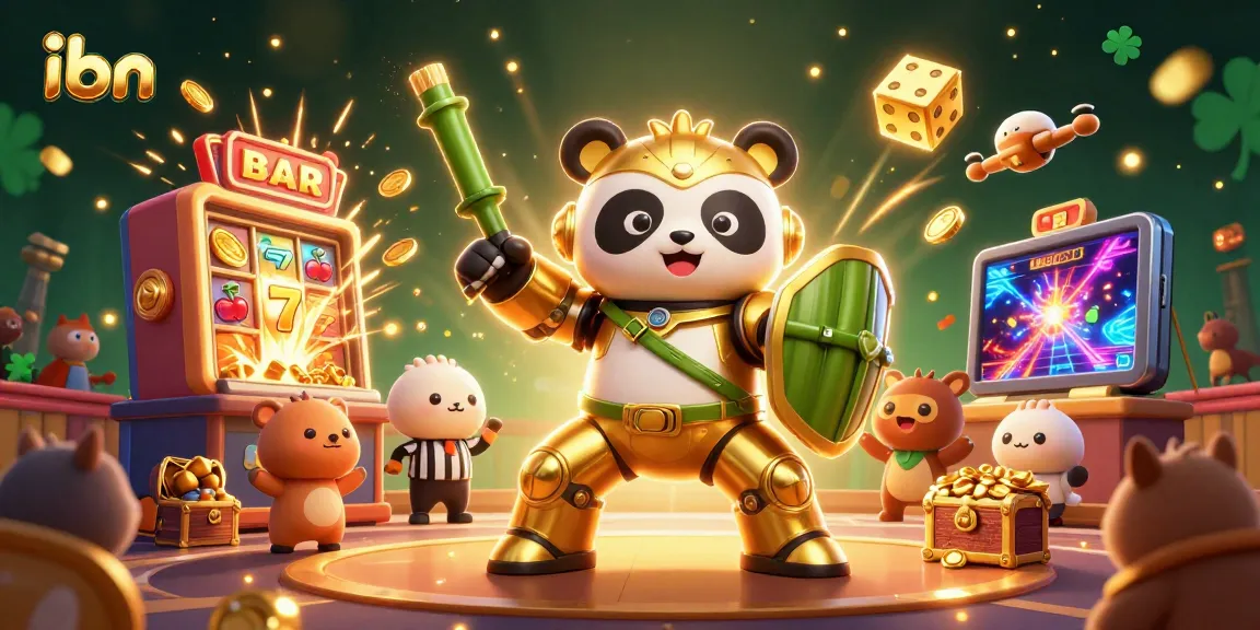 Experience the thrill of ibn-inspired gameplay with our unique mech-suit panda battling in a vibrant casino arena.