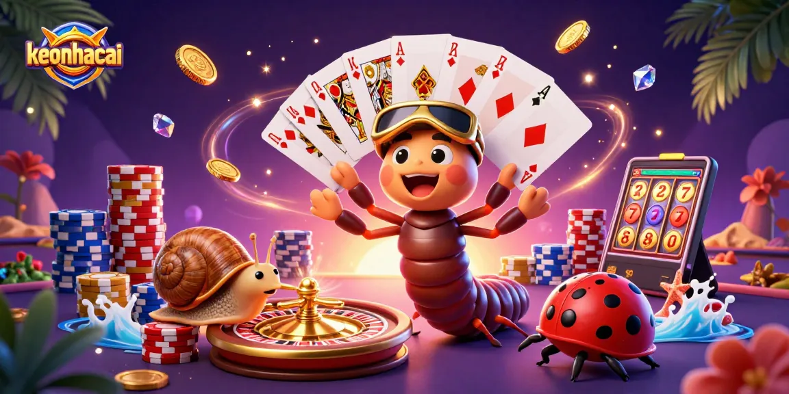Experience thrilling keonhacai gameplay with a lively 3D scene of cartoon characters and vibrant casino elements.