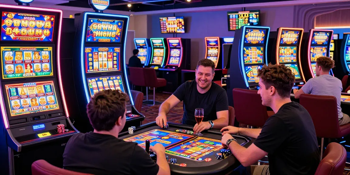 Engaged players enjoying bonus buy slots in a colorful online casino environment.