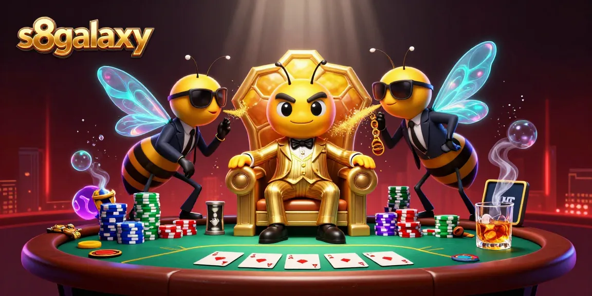 Engage in thrilling games at s8galaxy with a vibrant 3D casino scene featuring a bumblebee mob boss.